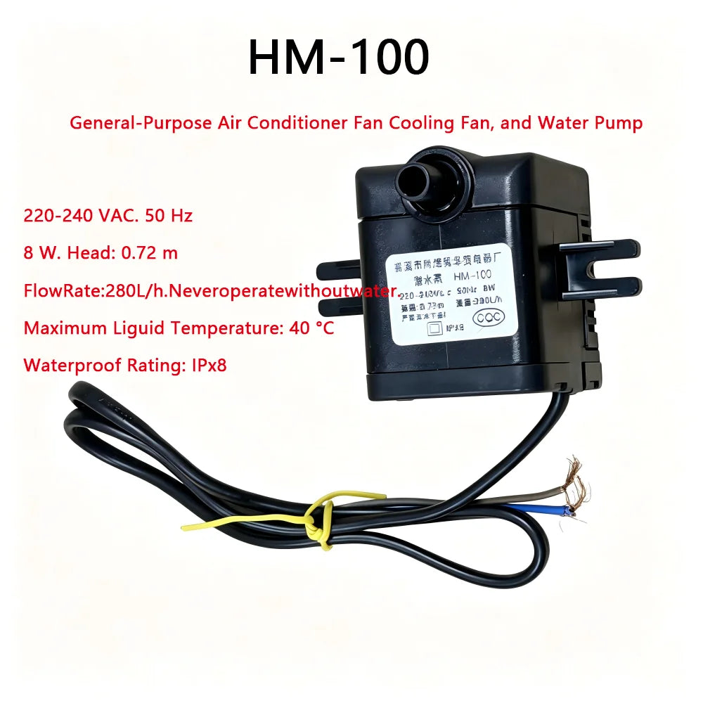Universal Cold Fan Submersible Pump HM-100, 220-240V 8W Air Conditioner Fan Water Pump 280L/h 0.72m Lift