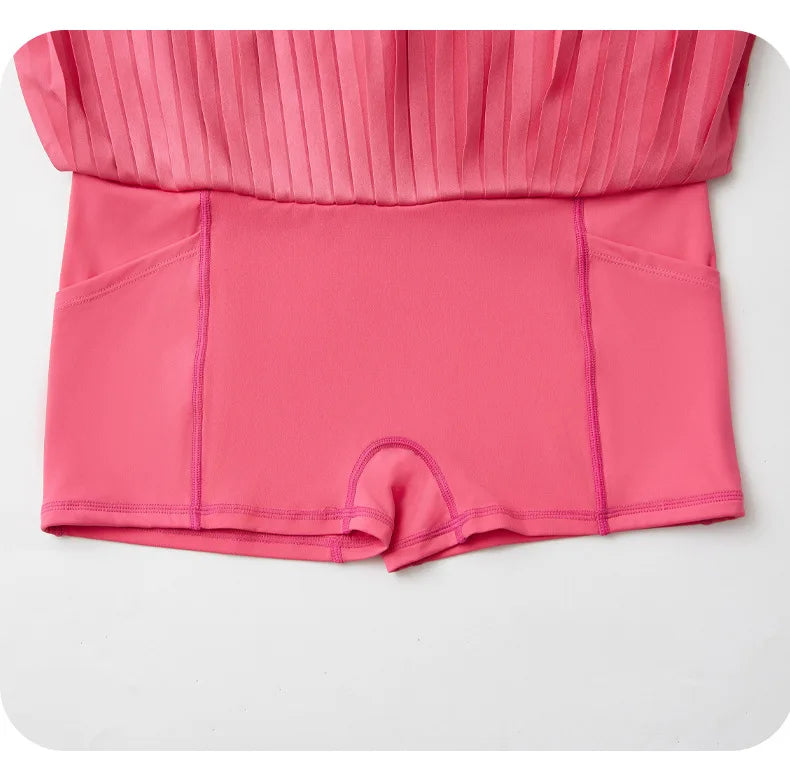 High Waist Women Tennis Pleated Skirt with Inner Lining High Waist Double Layer Design Sport Sexy Fitness Yoga Shorts Dancing