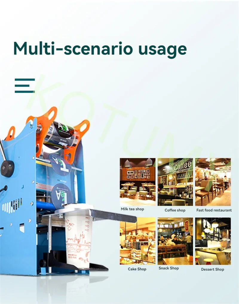 Manual Tea Cup Sealer Machine 300 Cup/h Blue Manual Boba Tea Sealer Machine 95mm Cup Diameter Cup Sealing Machine