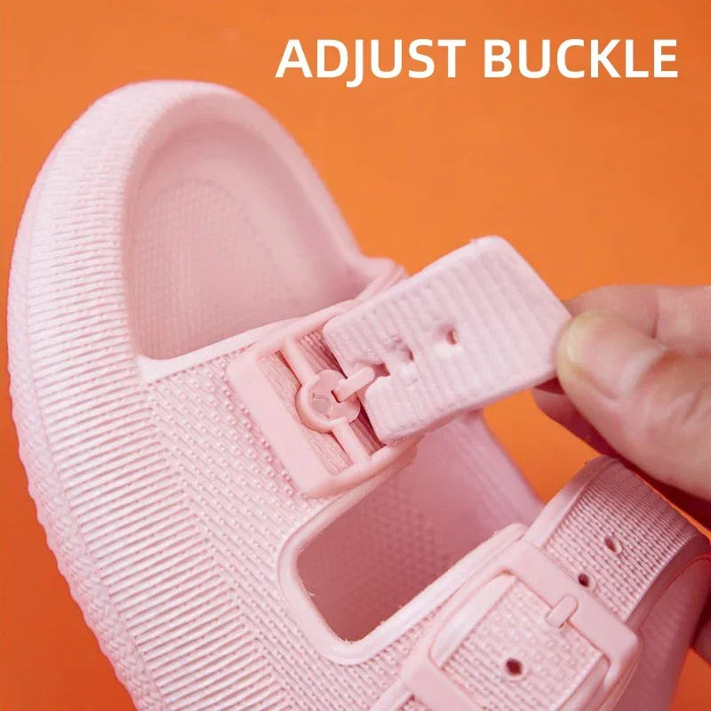 Women Summer Adjustable Sandals Bathroom Home Slippers Outdoor Beach Slides Cloud Casual Soft Flip Flops Non Slip Men Male House