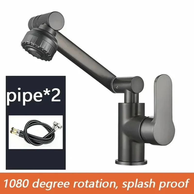 Multifunction Bathroom Kitchen Sink Faucet Swivel Cold Hot Water Tap with 2 Modes Basin Water Tap