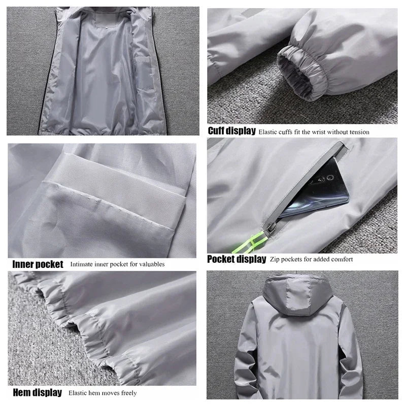 Men Women Teens Camping Hiking Jacket Reflective Windbreaker Spring Autumn Cycling Trekking Sports Coat With Inside Pocket