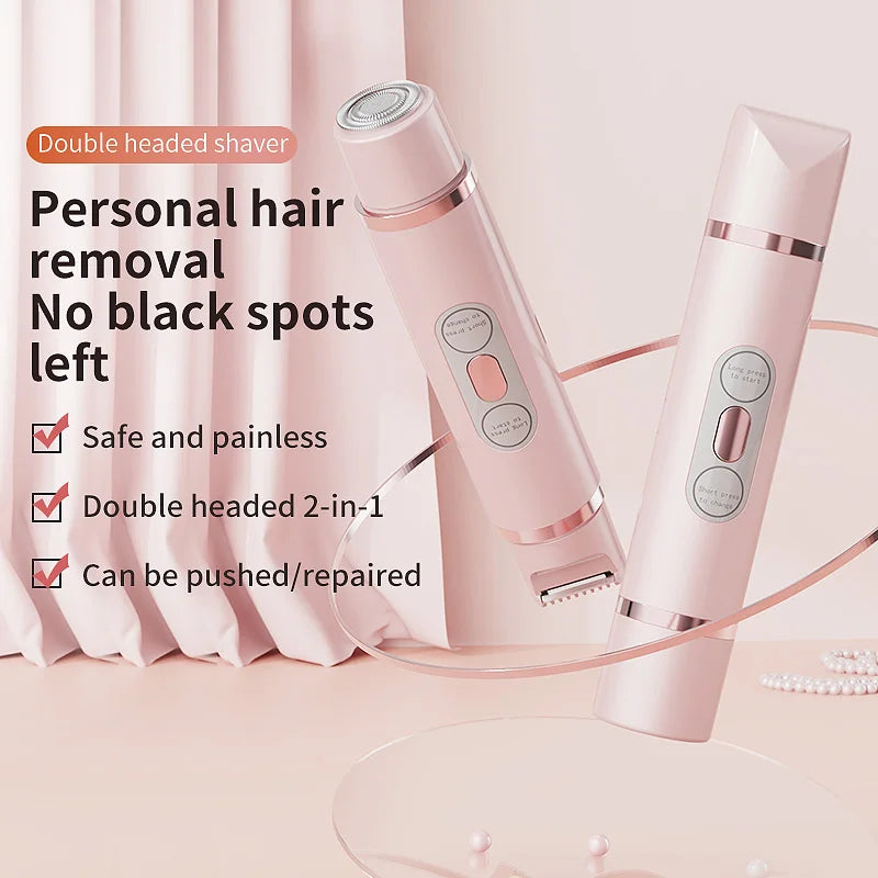 Dual-Head Two-In-One Electric Epilator for Women, Suitable for Private Areas and Full Body, Bikini Care, Wet and Dry Use