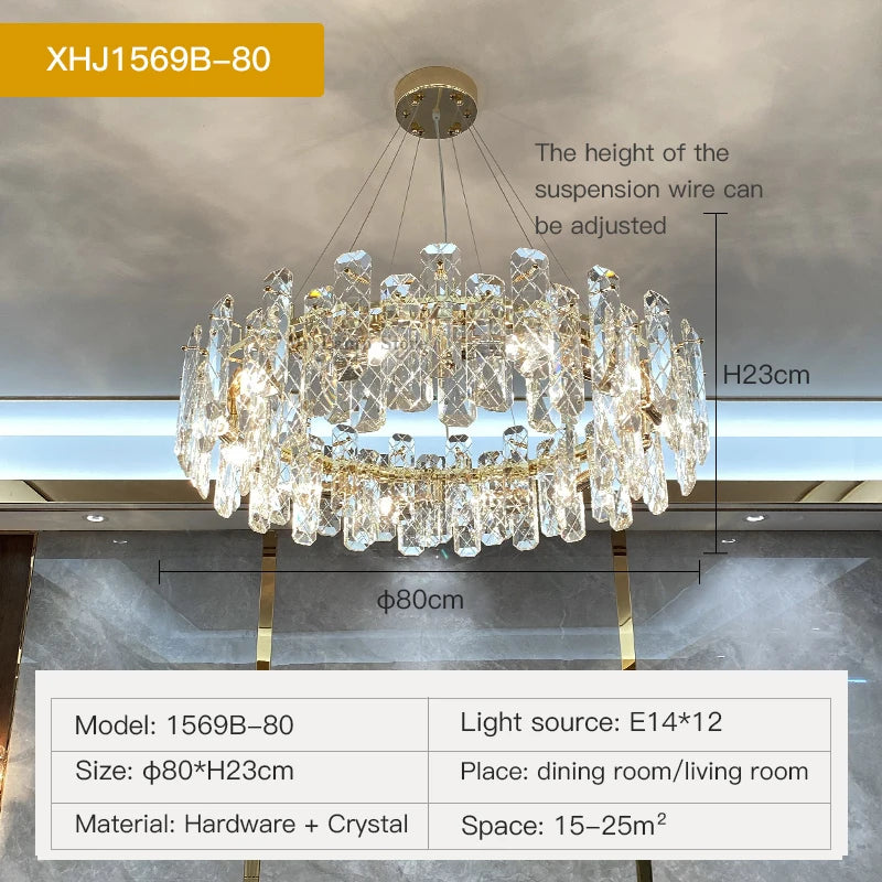 Postmodern Light Luxury LED Crystal Chandelier Atmosphere Dining Room High-end Home Bedroom Kitchen Living Room Pendant Lights