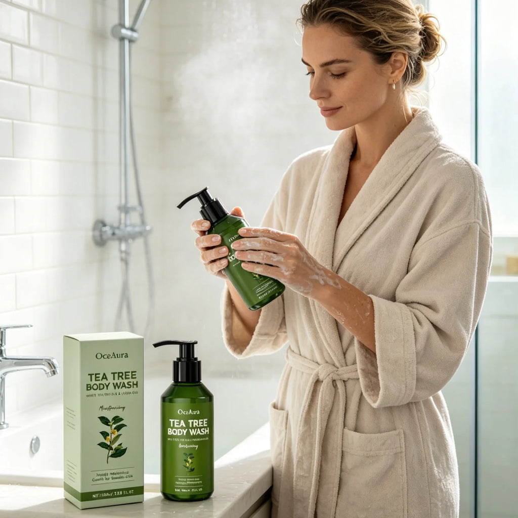 OceAura Tea Tree Body Wash Soothing Skin Relieve Skin Dryness Remove Excess Sebum Long Lasting Fragrance Moisturizing Shower Gel