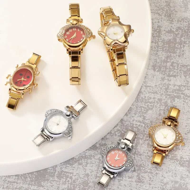 Irregular alloy case Arabic numeral classic dial Stars-shaped diamond-encrusted fashion Stainless Steel Bracelet ladies watch