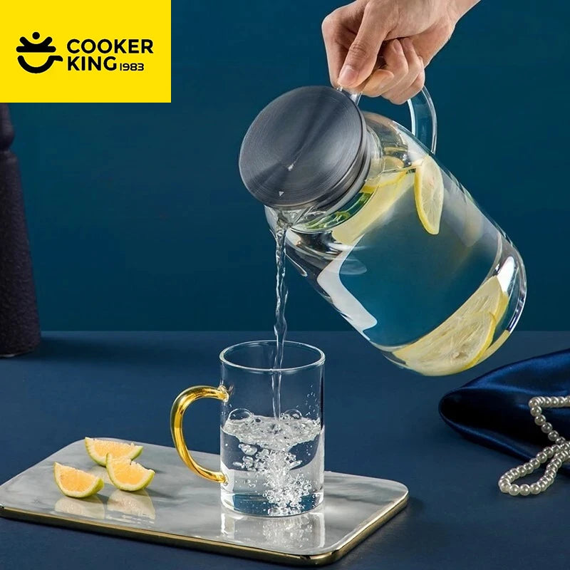 COOKER KinG 1.8/2.5L Glass Water Kettle High Borosilicate Glass Summer Cold Water Jug Heat-Resistant Explosion-Proof Office Use