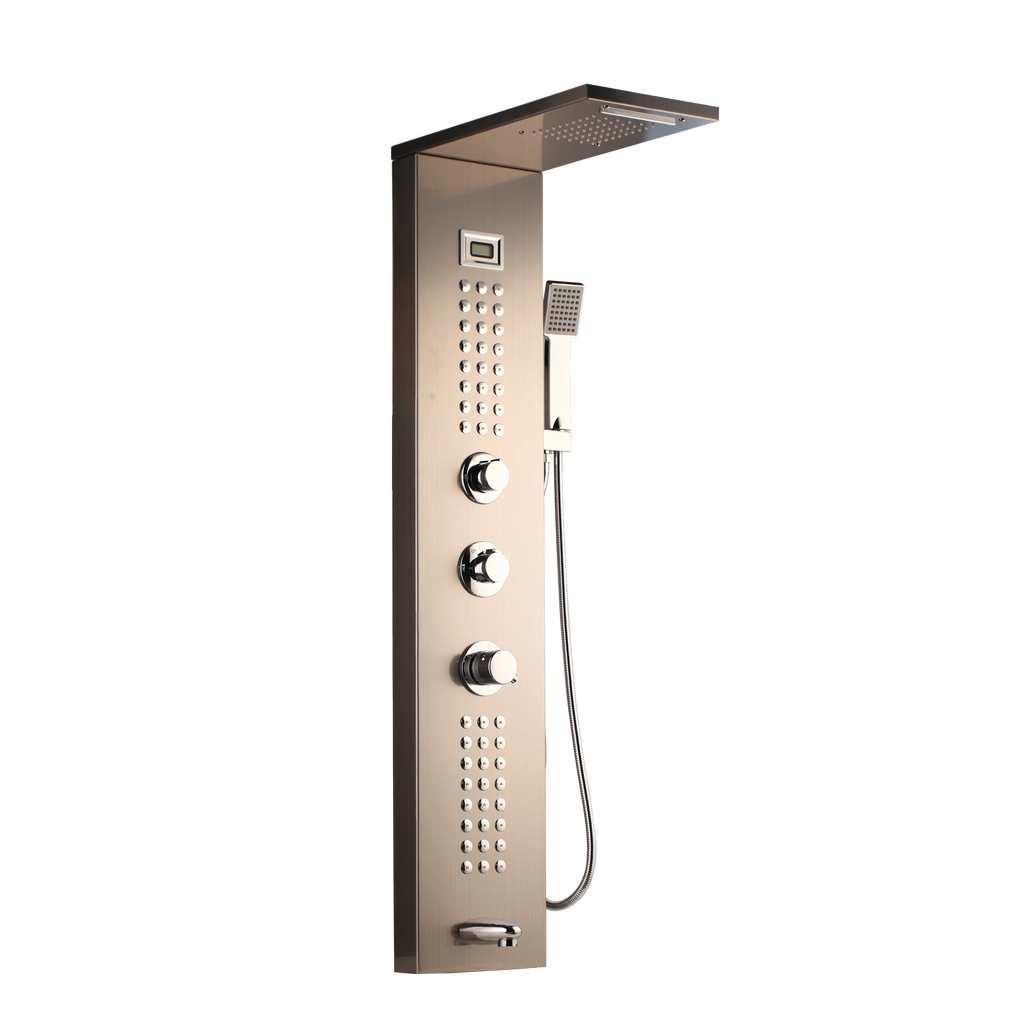 KEMAIDI Shower Panel Tower System with Digital Dispaly 4-Function Shower Systerm Faucet Mixer Rain Massage System with Body Jets