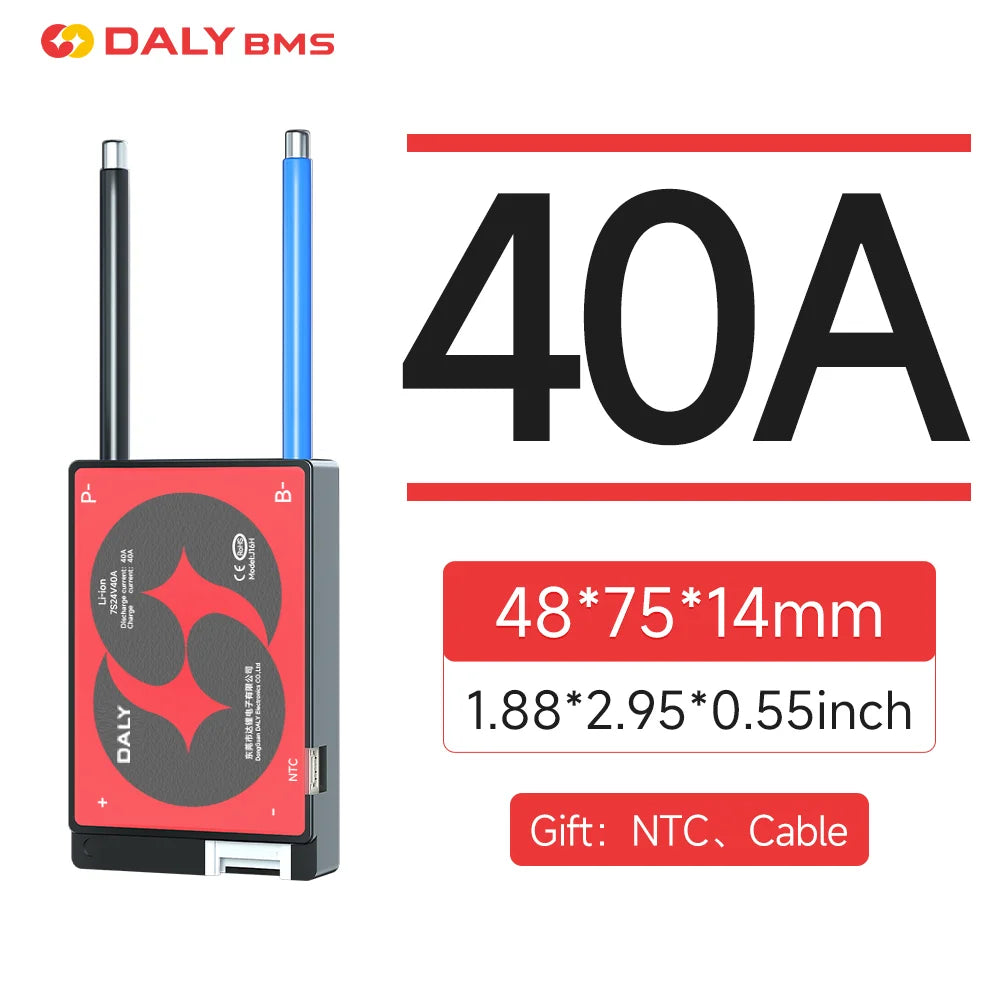 Daly Lifepo4 4S BMS Li-ion 18650 Battery 16S 48V 17S 20S 24S 60V 20A 40A 60A 100A 150A 200A 250A Scooter Balance with NTC