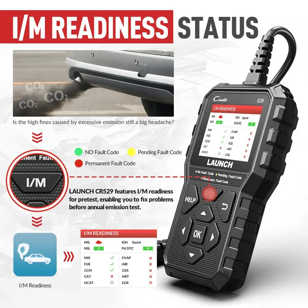 LAUNCH Creader 529 CR529 OBD2 Scanner Automotive Diagnostic Tools OBDII Code Reader Car Diagnost Auto Scan Tools Engine Check