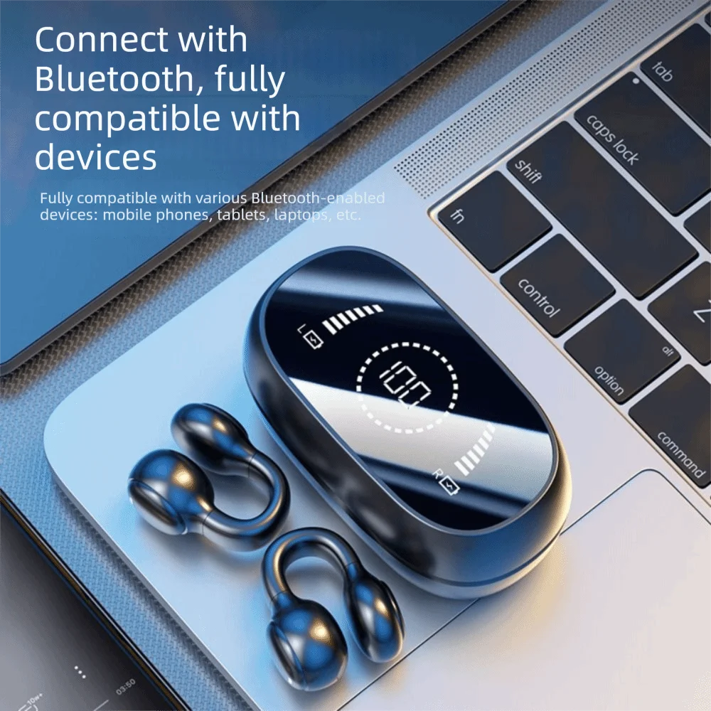 Charging Earphones Bone Conduction Headphones Clip-On Design Bluetooth5.4 Bluetooth Headset Noise Reduction Open Ear