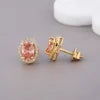 IGI Certified Oval Pink Lab Grown Diamond Halo Stud Earrings 18K White / Yellow / Rose Gold Diamond Halo Earrings