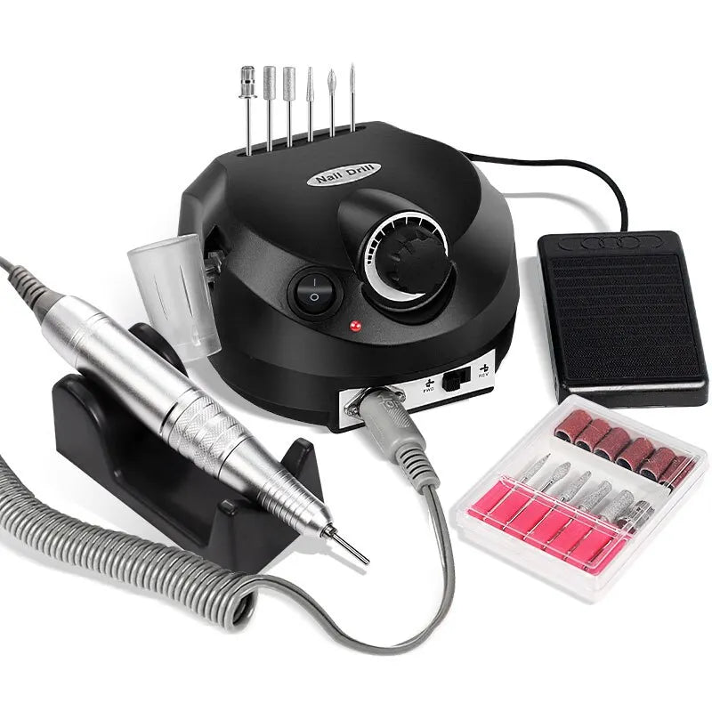 35000RPM Electric Nail Drill Machine Manicure Pedicure Professional Nail Lathe Low Noise Cutters Nail File Kit