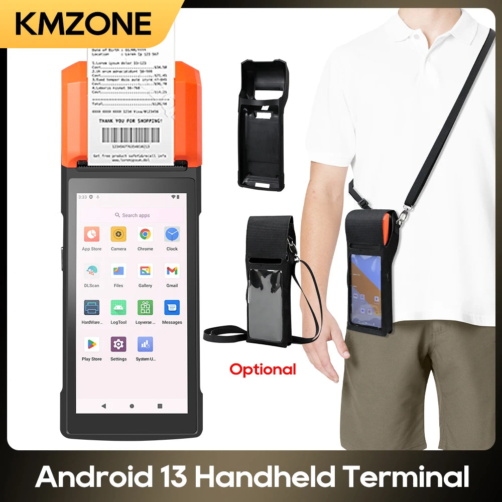 Handheld POS Android 13 Bluetooth Wifi, 2D Barcode Scanner optional, Built-in 58MM Thermal Receipt Printer For Business,Store
