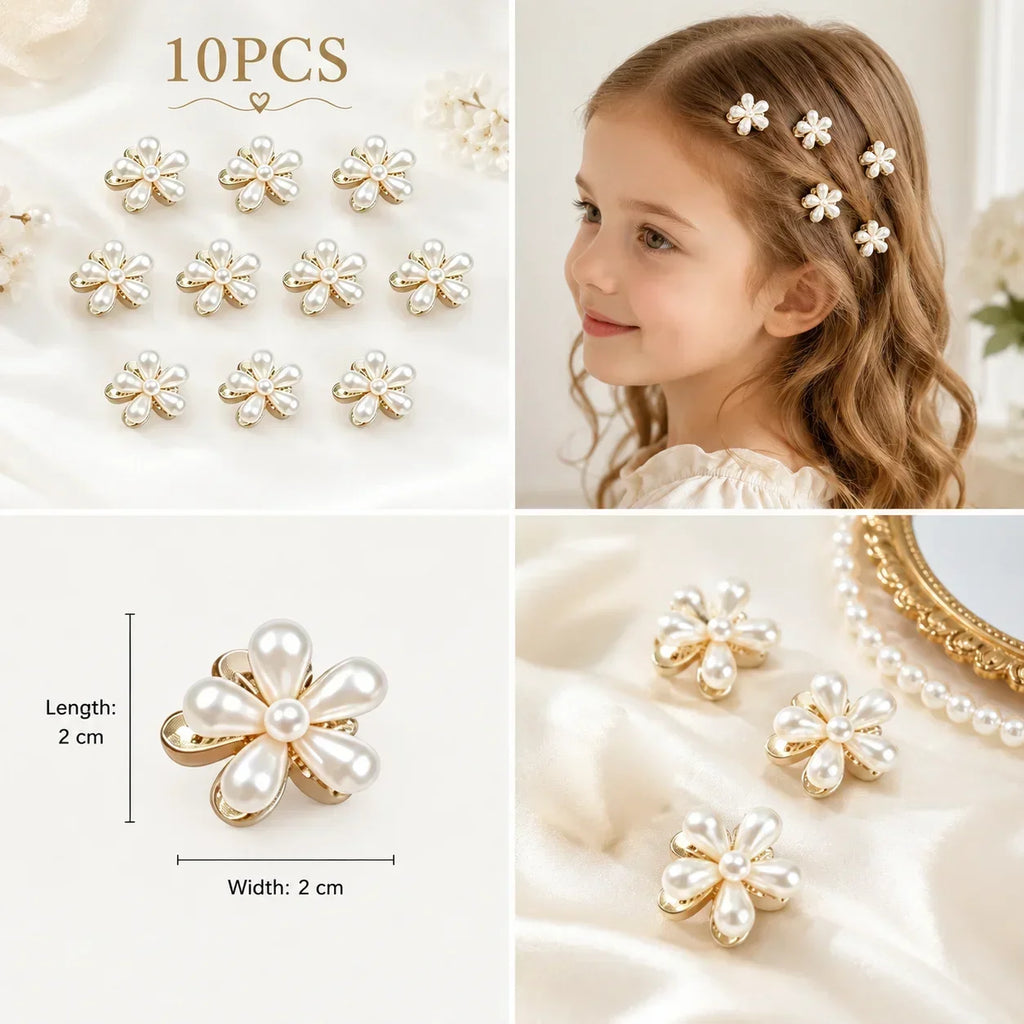 6/10PCS Cute Mini Flower Hair Claw Clips Colorful Opal Hairpins Sweet Small Hair Accessories for Girls Fashion Hair Accessories