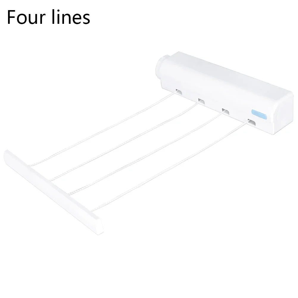 Spring automatic retractable four or five lines clothesline drying rack towel with hooks flexible laundry hanger