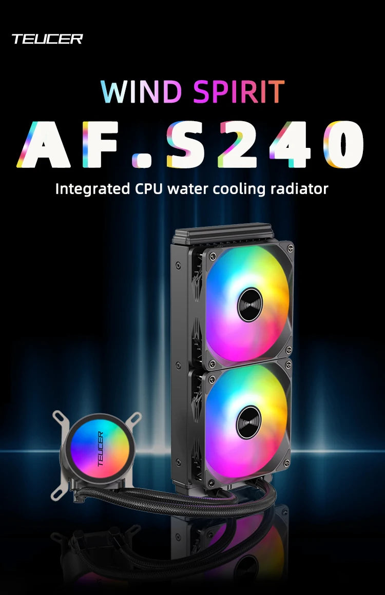TEUCER AF-S120 Water Cooler 120mm RGB Fan Liquid Heatsink Integrated Radiator Cpu Cooling for Intel LGA115x 1200 1700 2011