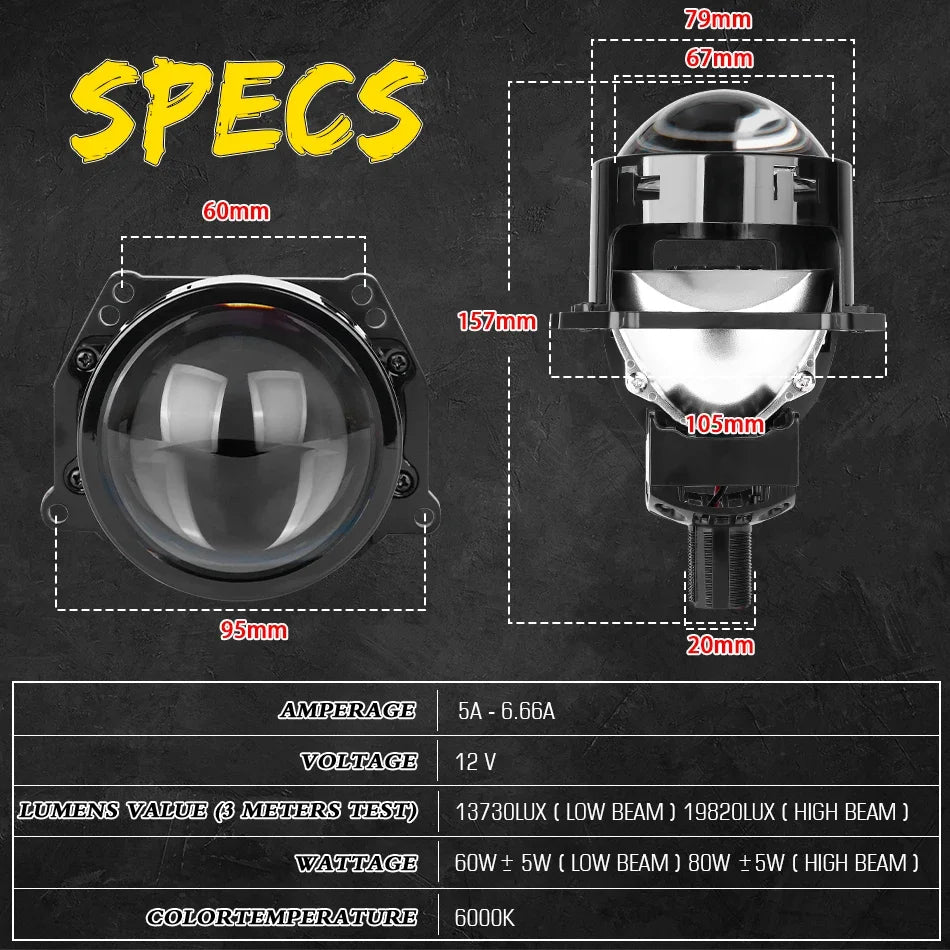 3 Inch H4 H7 LED Angel Eyes Bi LED Lenses 9005 9006 Projector Headlight For Hella Car Lights Headlamp Car Accessories RHD 160W