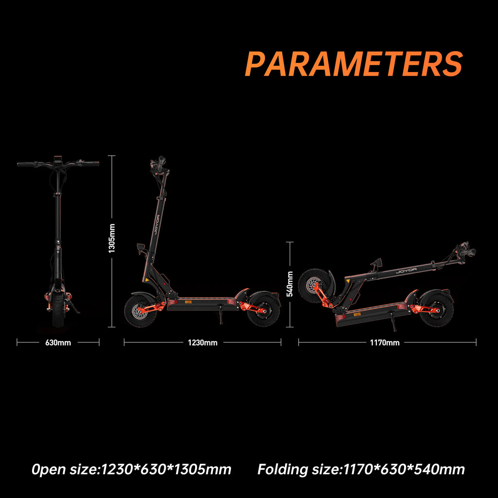 JOYOR T10 Flagship Electric Scooter 1000W Dual Motors 3600W Peak 37MPH 60V18Ah Battery 45 Miles Dual-Arm Suspension Dual Hydraulic Disc Brakes Anti-skid 10Inch OffRoad Tires High Speed Stability Aluminum Alloy Frame Foldable