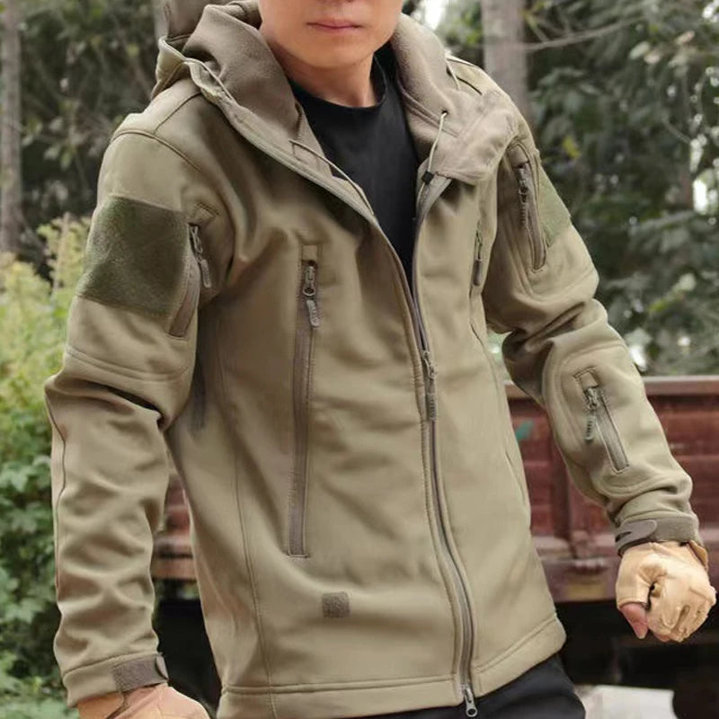 Men's Military Tracksuit Winter Set Fleece Tactical Parkas  Cargo Jackets Hiking Camping Pants Climbing Softshell Casual Coats