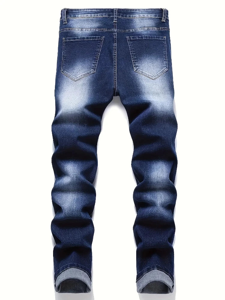 Riding Motorcycle Mens Pants Hip Hop Ripped Skinny Jeans Breathable Casual Fashion Blue Denim Trousers Streetwear Men Clothing