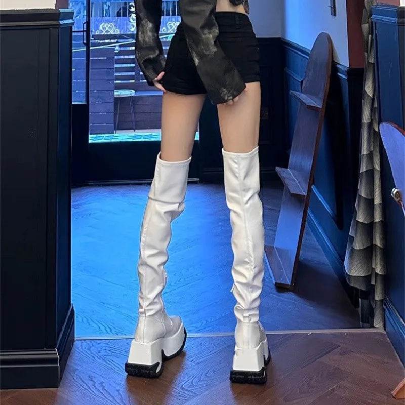 Short Plush Women Over the Knee High Boots Fashion Warm Cotton Long Booties Ladies Elegant Platform Shoes Winter Woman Footwear