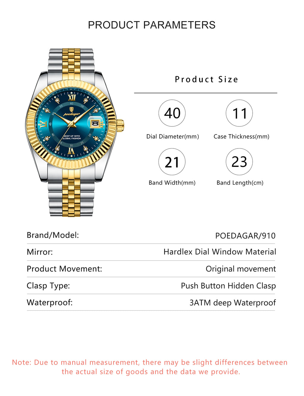 POEDAGAR Luxury Brand Man Wristwatch Waterproof Luminous Date Men Watch Stainless Steel High Quality Sports Men's Quartz Watches