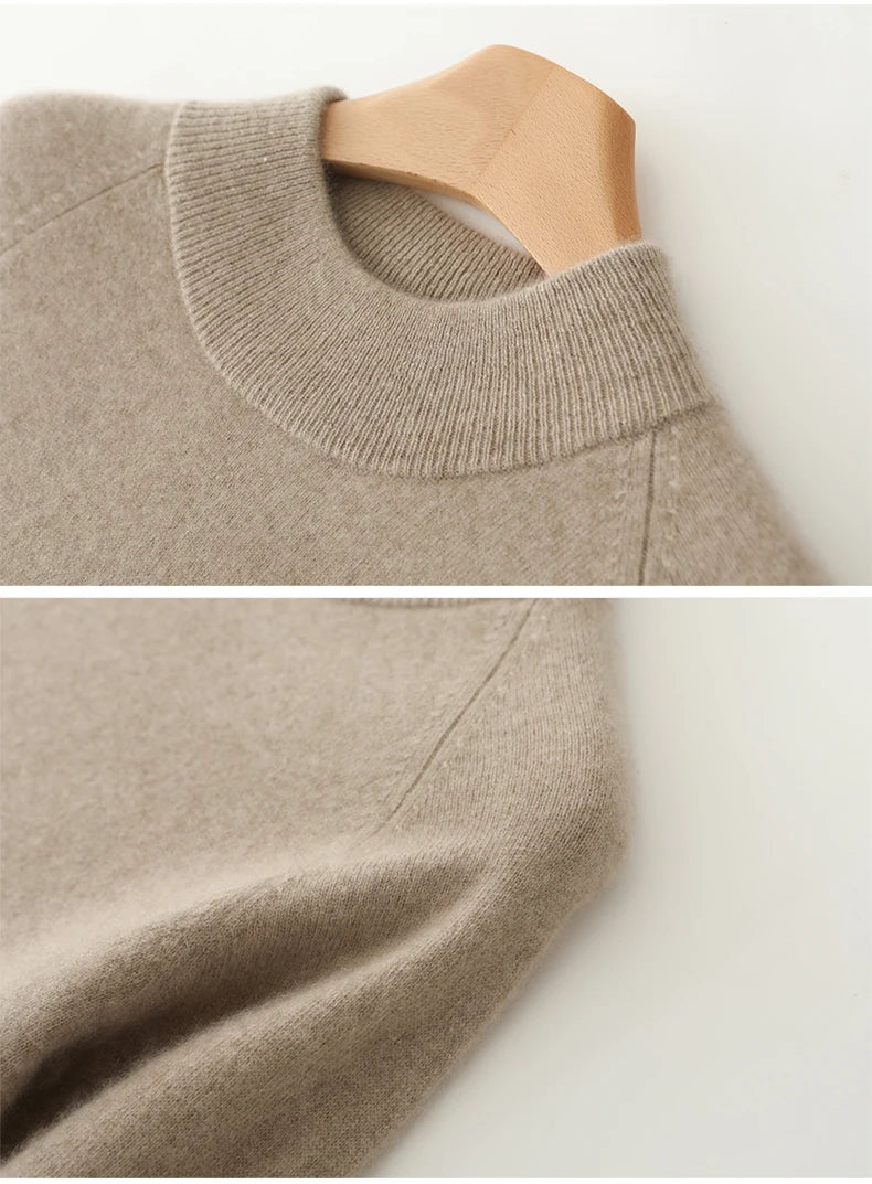 Women's Pure Wool Knitted Dress, High Collar, Pleated, Casual, Fashionable, Warm, 2024 Autumn And Winter