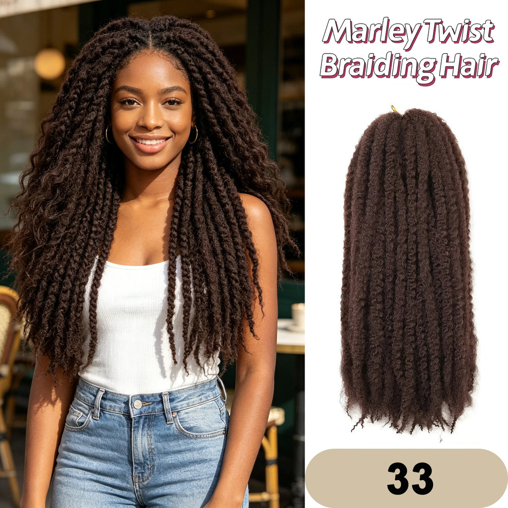 Afro Kinky Twist Crochet Hair Braids Marley Braid Hair 18inches Senegalese Curly Crochet Synthetic Braiding Hair Extensions