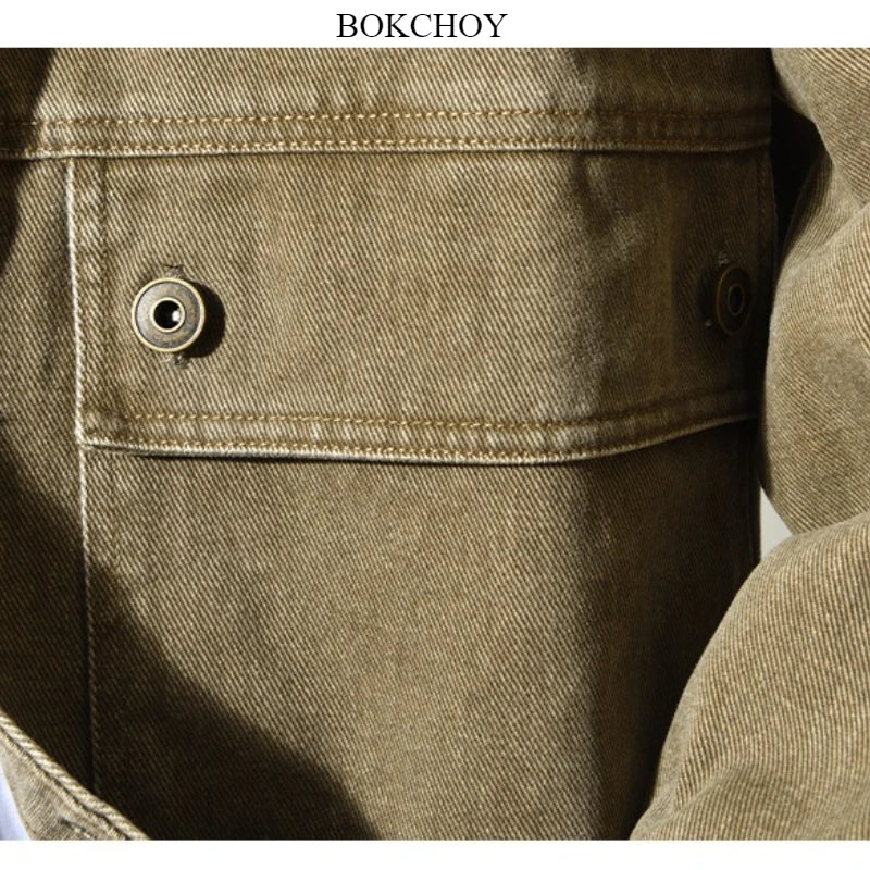 Autumn New Cargo Loose and Comfort 100% Cotton Jackets for Men Vintage Sense of Layering Streetwear Men Shirts AZ889
