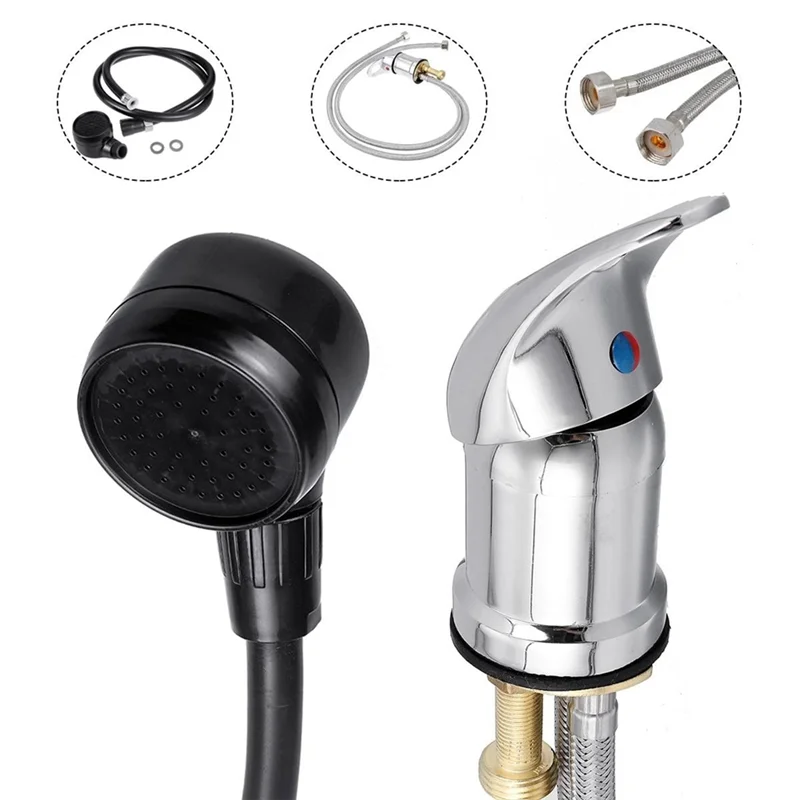 ABKS-Water Faucet Set, Salon Shampoo Bowl Faucet And Sprayer Kit With Sprayer Hose, Home Salon Spa Hot Cold Mixer