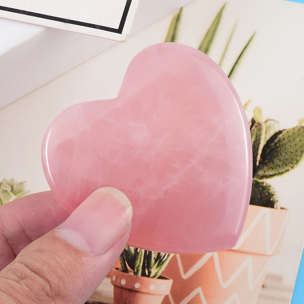 1pc 6cm Rose Quartz Guasha Board Heart Pink Crystals Stone Gifts Natural Quartz Love Crystal Home Decor Good Gift Skin Care Tool