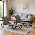 Aluminum Adjustable Outdoor Chaise Lounge Set of 2 with Wheels, Textilene Gray for Patio and Backyard