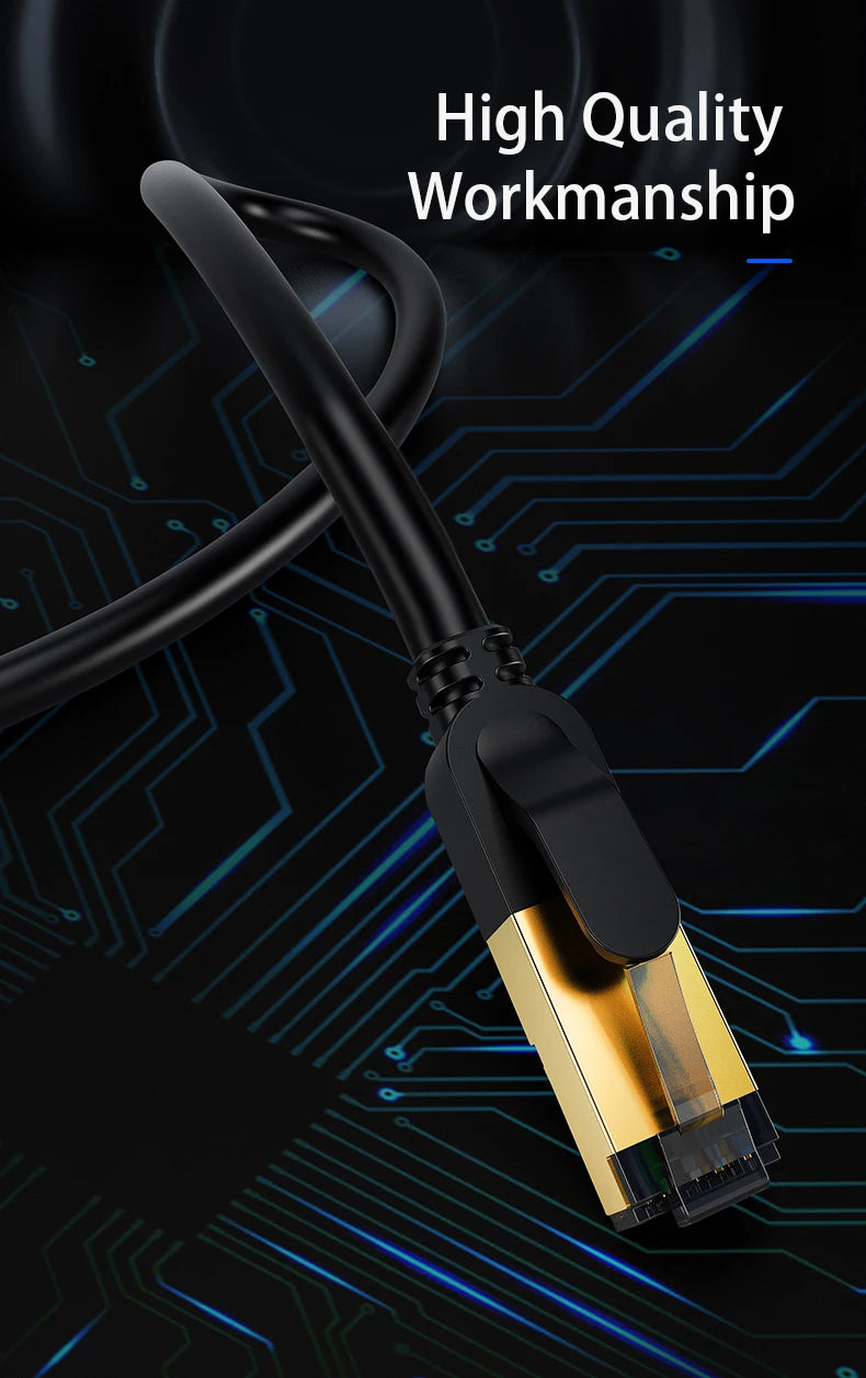 Cat 8 Ethernet Round Cable LAN Network Cat8 Rj45 Speed Network Cable 40Gbps Flat Cable 2000Mhz 26AWG For Router Pc Ps4 Tv Laptop