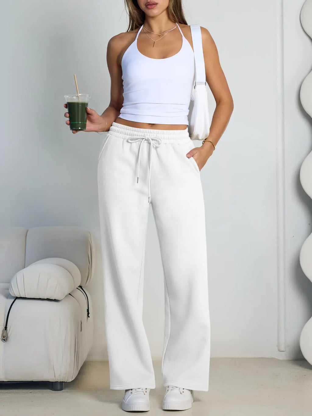 Women Summer Sweatpants 14 Colors Wide Leg Loose Fit Sports Pants Comfortable Drawstring Elastic Waist Casual Streetwear Joggers