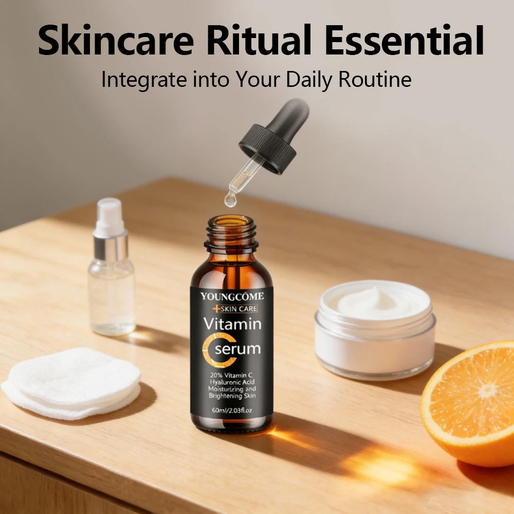 YOUNGCOME Vitamin C Hyaluronic Acid Serum - Daily Hydrating & Radiance-Boosting Facial Essence for All Skin Types 40/60ML