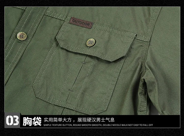 Fashion 2023 Autumn Spring Clothes Green Black Cargo Military Brand Shirts For Mens Short Sleeves Casual Blouse Oversize 4XL 5XL