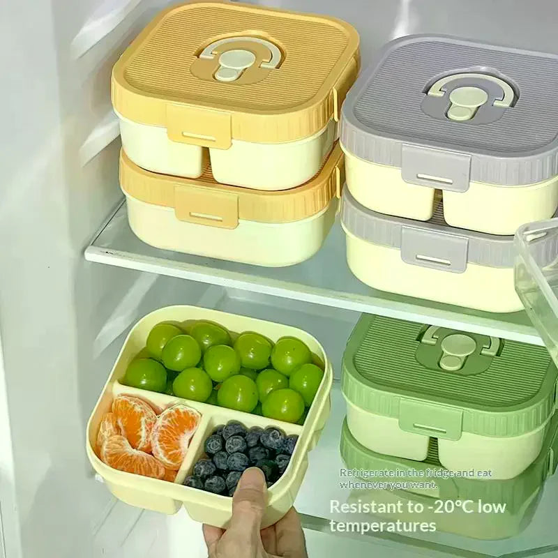 Portable Plastic Lunch Box With Compartment Microwave Safe Fruit Salad Lunch Container Kid Student Leak-proof Bento Box
