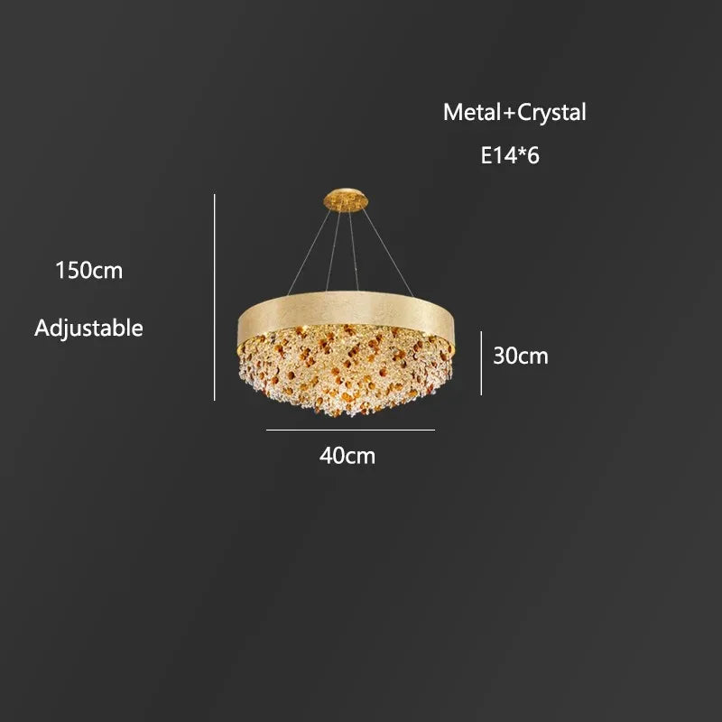 Modern Light Luxury Crystal Living Room Chandeliers for Restaurant Luxury Creative Circular Designer Home Decor Lustre Fixtures