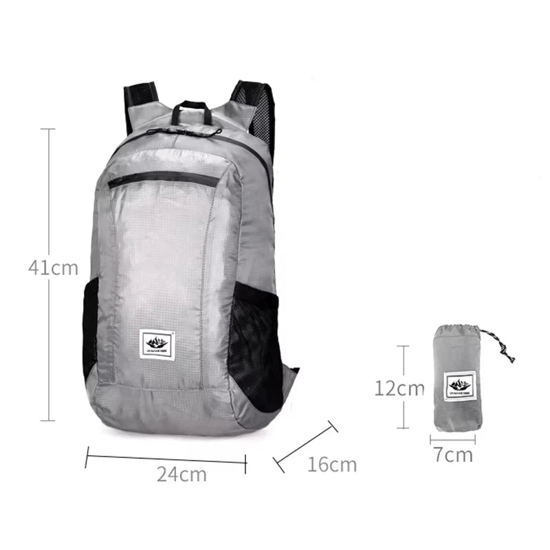 Outdoor Hiking Bag 20L Lightweight Portable Backpack Foldable Waterproof Folding Ultralight Pack for Women Men Travelling Hiking