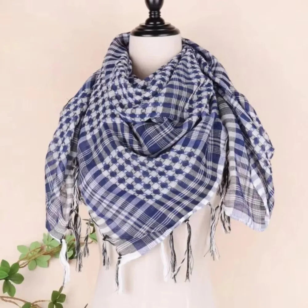 New Large Arab Shemagh Headscarf with Tassel Costume Head Neck Scarf Bandana Keffiyeh for Men Women
