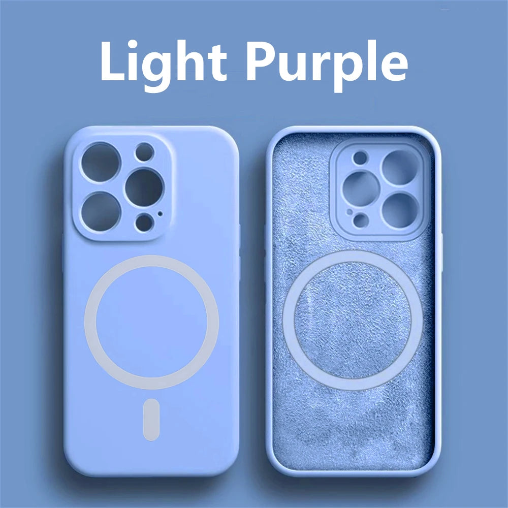 Magnetic Liquid Silicone Cover For Magsafe Case Iphone 14 13 12 Mini 11 Pro Max 7 8 Plus Se 2020 Xr Xs X Camera Precision Hole