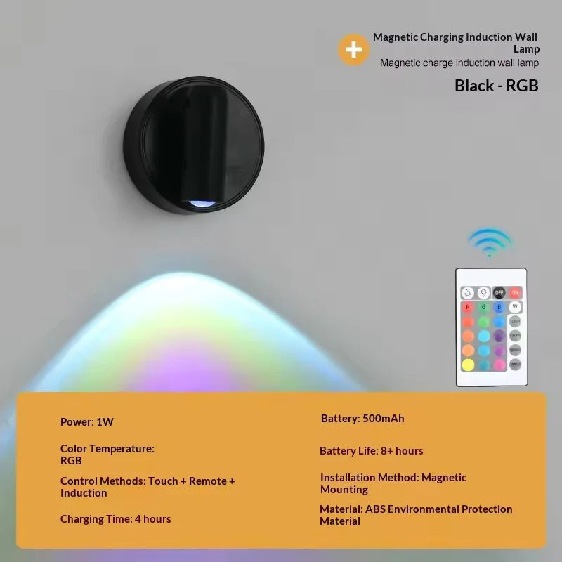 LED Light Magnetic Rechargeable Wall light Spotlight Wireless No Punch Reading Light With Touch Switch Dimmable Bedside Lamp