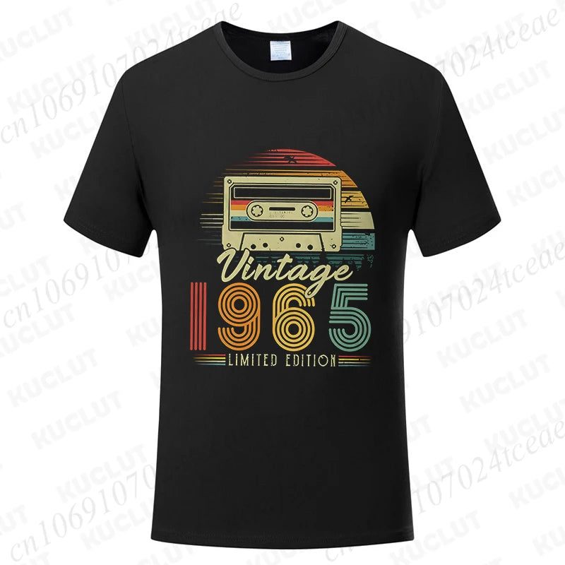 Vintage 1965 Print T-shirts for Men Women Birthday Vintage Letter Design Tshirt Short Sleeve Clothes Fashion Casual Tee Clothing