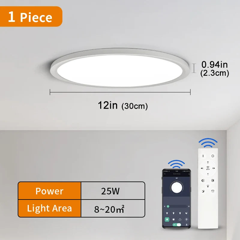 Led Ceiling Lights Large 20Inch Ultra-thin Remote Control APP Dimmable Smart Modern Lamp For Living Room Bedroom Home Decoration