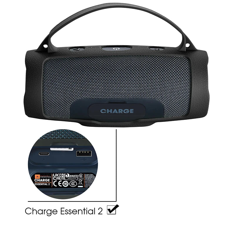 Bluetooth Speaker Case Soft Silicone Cover Skin With Strap Carabiner for JBL Charge Essential 2 Wireless Bluetooth Speaker Bag