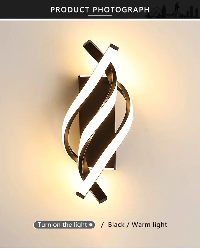 Modern LED Wall Lamp Home Line Decoration Wall Lamp Living Room Background Wall Bedroom Headboard Black White Lighting Lustre