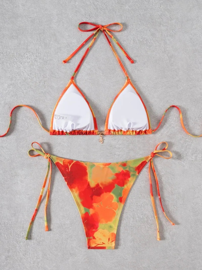 Retro Polka Dot Bikini Set Women Swimsuit Female Swimwear Micro Thong Bikinis Brazilian Halter Beach Wear Lace Up Bathing Suit