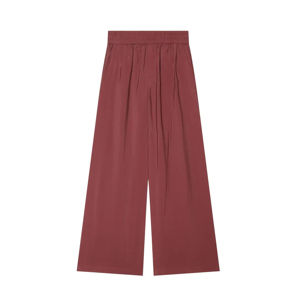 BSAY 2026 Women's Two Piece Set V-Neck Sleeveless Wrap Top With Bow Tie Elastic Waist Wide Leg Pants Elegant Solid Color Outfit