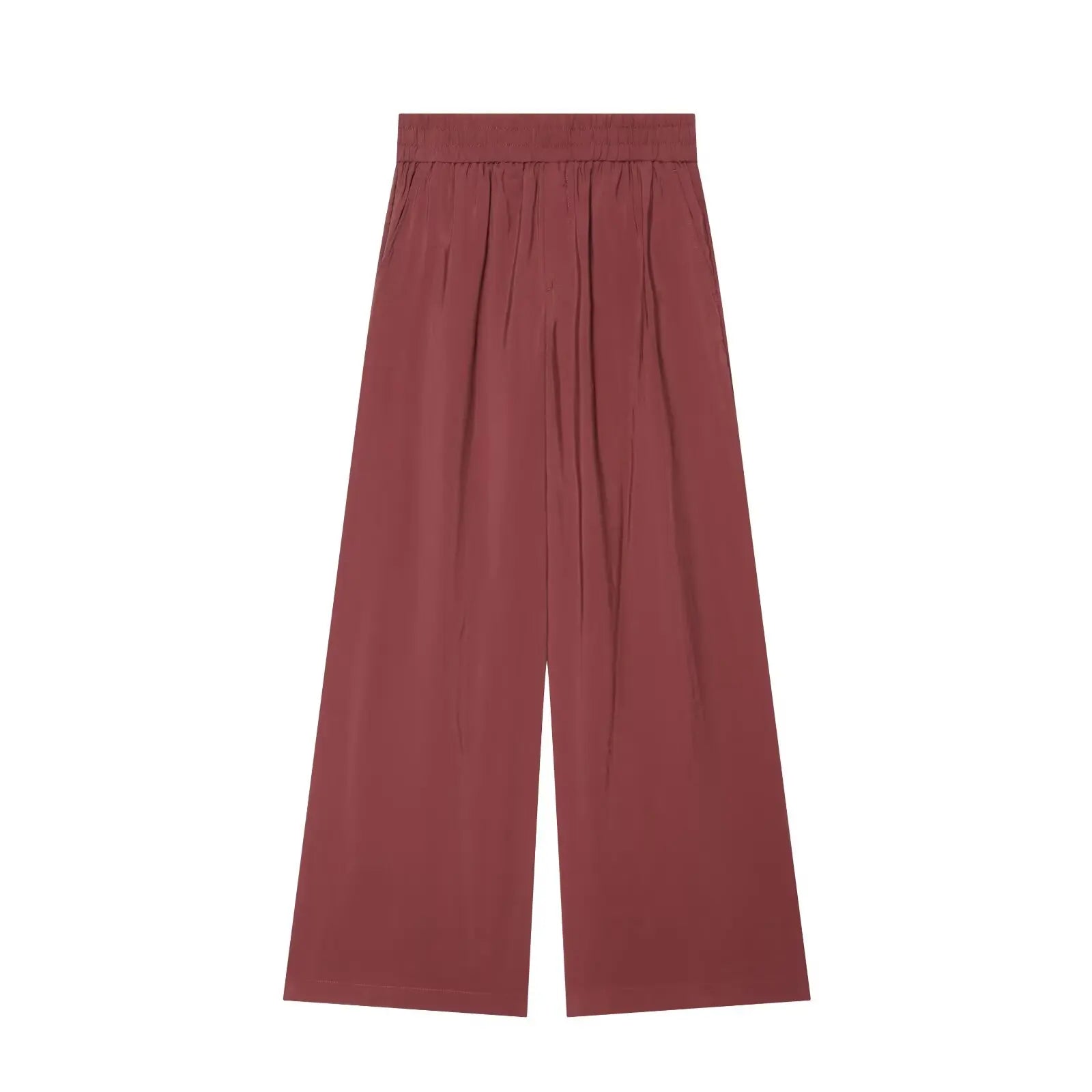 BSAY 2026 Women's Two Piece Set V-Neck Sleeveless Wrap Top With Bow Tie Elastic Waist Wide Leg Pants Elegant Solid Color Outfit